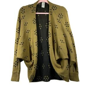 I LOVE H81 Olive Green Polka Dot Long Sleeve Knit Sweater Cardigan Medium